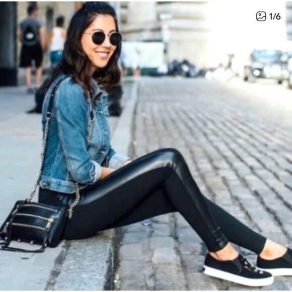 Cabi Faux Leather Skinny “Bexley” Leggings - Picture 1 of 10